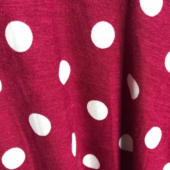 Burgundy Red Polka Dot Swing Dress - Picture 4 of 5